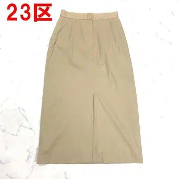 A6100 23구 롱 스커트 면 타이트 슬릿 베이지 38