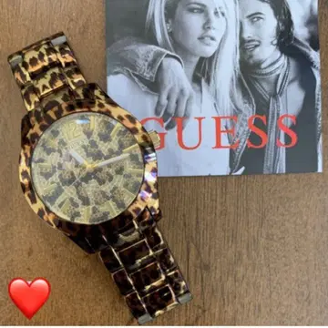 Guess Leopard 아날로그 쿼츠 여성용 손목시계