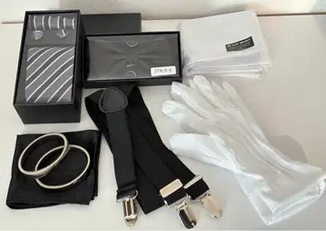 결혼식 신랑 의상 잡화 화이트 셔츠 M 액세서리 세트
