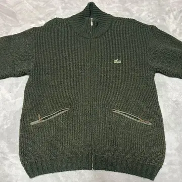 Lacoste 다크 그린 집업 니트