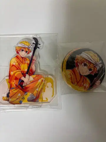 귀멸의 칼날 아와오도리 아가츠마 젠이츠 아크릴 스탠드 캔뱃지