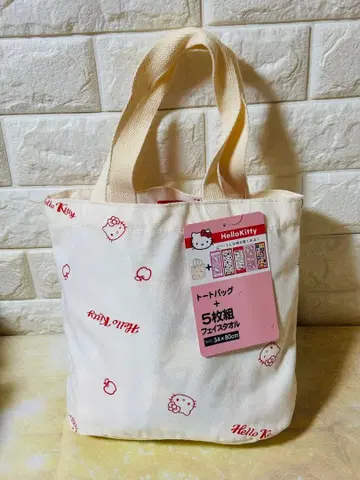 헬로키티 토트백과 페이스타월 5개 세트 산리오 빨간색 시마무라