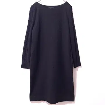 MOGA 원피스 울 블랙 M 사이즈 소매 니트 무릎 기장