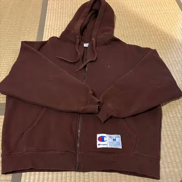 Champion 브라운 집업 후드티 M