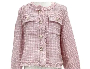 SPRAY PREMIUM 노카라 트위드 자켓 핑크 (F)