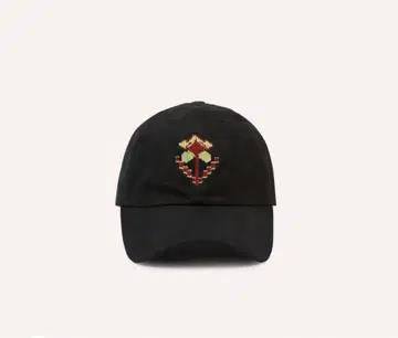 새상품 Drake's 플라워 엠블럼 코튼 야구 모자 블랙