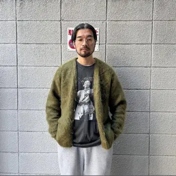 레몬티 프라질리 모헤어 가디건 올리브 커트 코베인