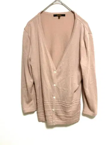 [esche] 핑크 베이지 V넥 가디건 긴팔 40