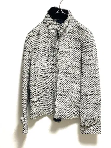 [ aichakushiyo ] 노카라 자켓 사이즈 2 화이트 블랙 계열