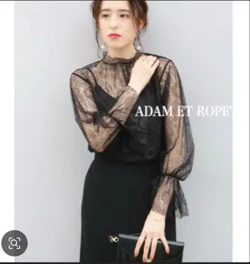ADAM ET ROPE' 레이스 블라우스 블랙