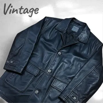 [ 레어 ] 90'S vintage 양가죽 가죽 자켓 블랙 퀼팅