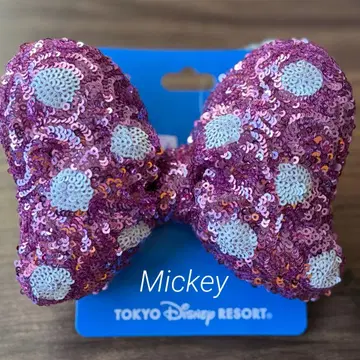 [ 새상품 ] 디즈니 머리끈 미니 리본 스팽글 핑크