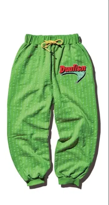 듀얼리즘 스트라이프 조거 팬츠 그린