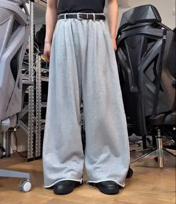 라이트 그레이 와이드 스웨트 팬츠 S