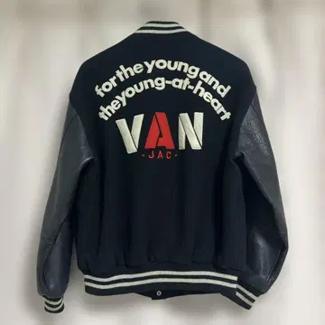VAN JAC 스타디움 점퍼 블랙 소매 가죽 L 사이즈