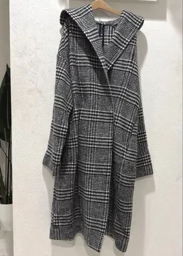 일본제 Bouchon 후드 부착 체스터 코트 체크 부숑 야마다야