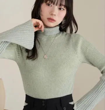 hinari 히나리 바이컬러 리브 플레어 니트