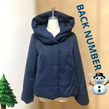 백 넘버 네이비 후드 부착 다운 자켓
