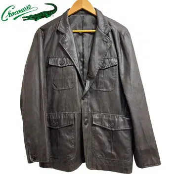 Crocodile 다크 그레이 가죽풍 테일러드 자켓