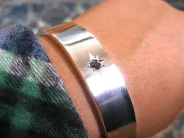 니오 조각 [ 별 하나 블랙 다이아 평평한 뱅글 ] 핸드메이드118