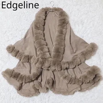 엣지 라인 케이프 코트 퍼 돌먼 소매 엘레강트 고급 베이지 F