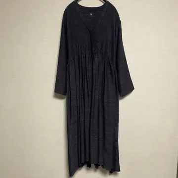 메종드소일*다크 그레이 브라운 V넥 긴팔 셔츠 원피스