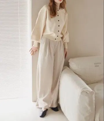 hinari 밑단 후크 2WAY 와이드 팬츠 아이보리