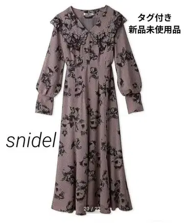 SNIDEL 빅 자수 칼라 프린트 원피스