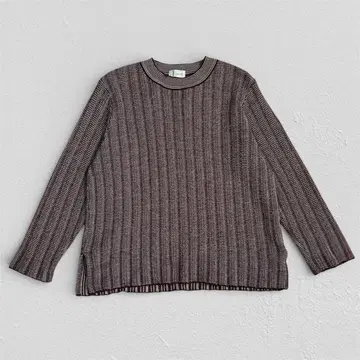 Leaura 울 100% 리브 니트 크롭 브라운 계열 구제 의류
