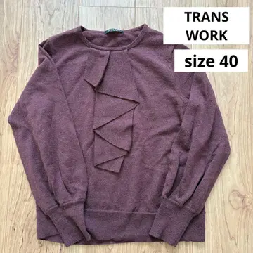 TRANS WORK 상의 울 반짝이 라메 프릴 니트 긴팔