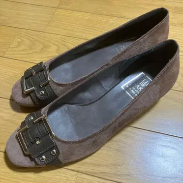 클럽 데 사키 브라운 버클 플랫 펌프스 24cm 일본제 천연 가죽