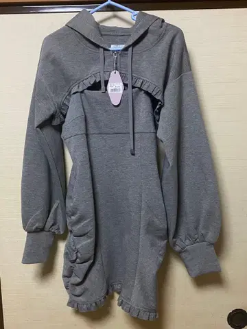 bubblus 크롭 후드티 레이어드 원피스