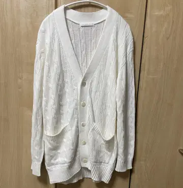 [ 새상품급 ] 갤러리 바이 케이블 니트 가디건 화이트 코튼 V