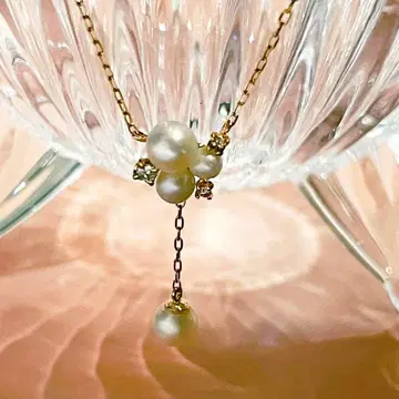 사만다 티아라 K10 다이아몬드 펄 플라워 목걸이