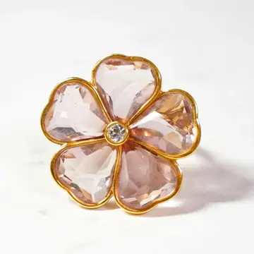 스와로브스키 플라워 퍼플 반지