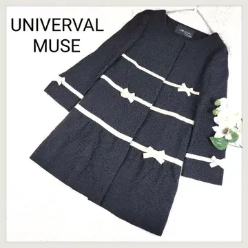 유니버셜 뮤즈 스트레치 라메 트위드 리본 노카라 코트 F