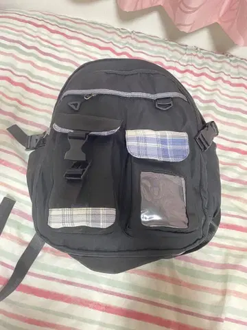 캐주얼 블랙 나일론 백팩