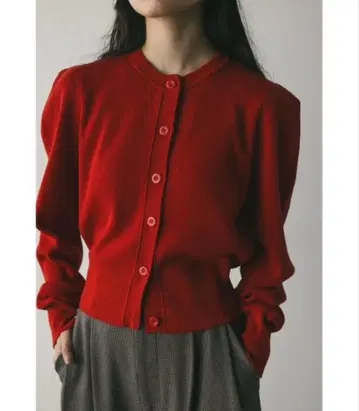 숄더 턱 니트 가디건 스타일 믹서