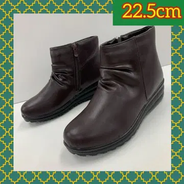 22.5cm 새상품 여성용 주름 가공 슬림 레그 부츠 브라운