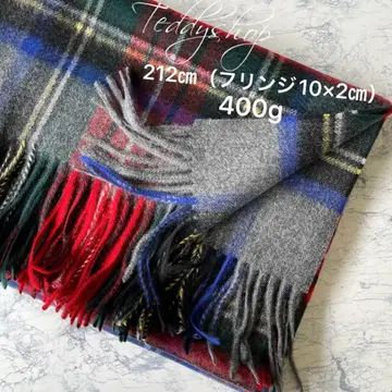 최고급 캐시미어 100% 대형 스톨 그레이 체크