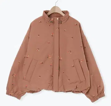 사만사 모스모스 자켓 작은 꽃 총 자수 패딩 자켓 오렌지