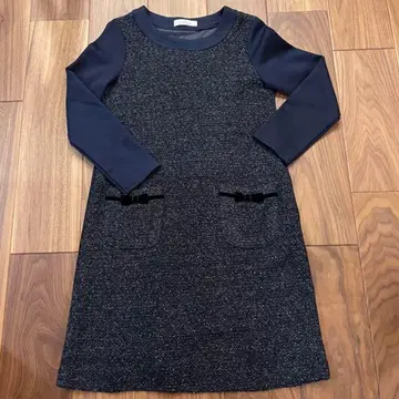 [ 새상품급 ] [ 갤러리 비스콘티 ] 네이비 라메 긴팔 원피스