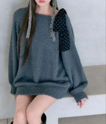 [새상품] 올리브 데 올리브 멜티 리본 니트 원피스 그레이