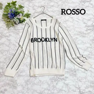 [컨디션 최상] ROSSO 로쏘 화이트 네이비 스트라이프 긴팔 니트 상의