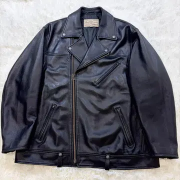 [ 새상품급 ] 특대형 4L AVIREX 램 가죽 더블 라이더 자켓 블랙