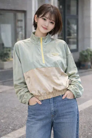 [ 새상품급 ] Reebok 여성용 긴팔 하프 지퍼 새틴풍 상의 XS