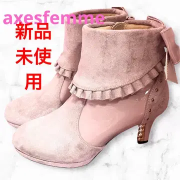 axesfemme 핑크 리본 포함 프릴 부츠 미사용 새상품