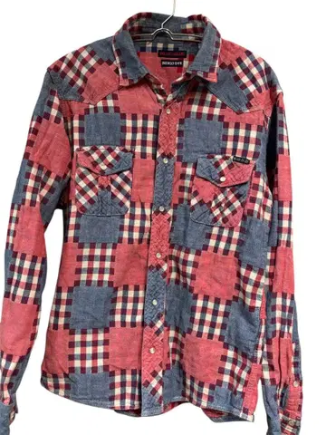 BLUEBLUE INDIGO DYE 패치워크 웨스턴 셔츠 사이즈 3
