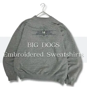 BIG DOGS 자수 로고 크루넥 맨투맨 L 멜란지 그레이
