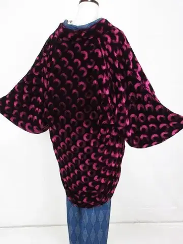 새상품급! 레트로 벨로아 라즈베리 레드 통소매 코트 85cm 화장 67